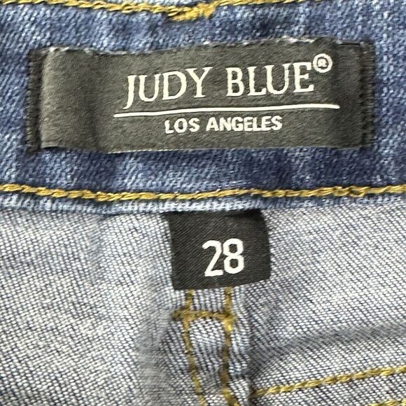 Judy Blue Jeans Womens 28 Distressed Relaxed Fit Dark Wash Everyday Stretch - Picture 13 of 16